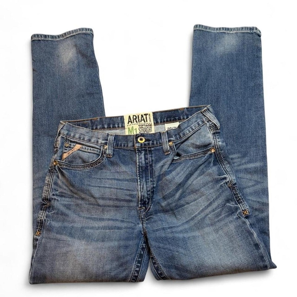 Ariat M1 vintage straight western workwear denim blue jeans size 36/36